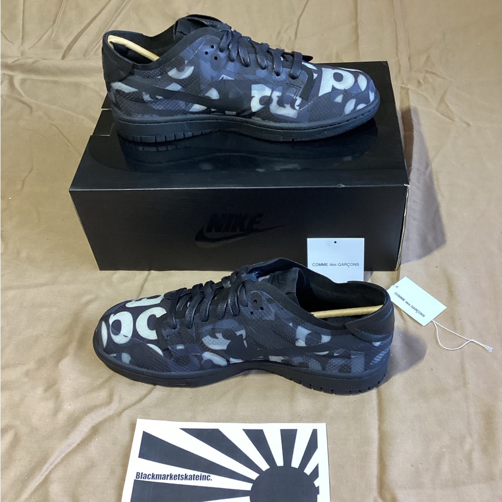 Nike x Comme des Garçons Dunk Low 'Monogram Print' CZ2675-001 Women 12/ Men 10.5 - Picture 4 of 8